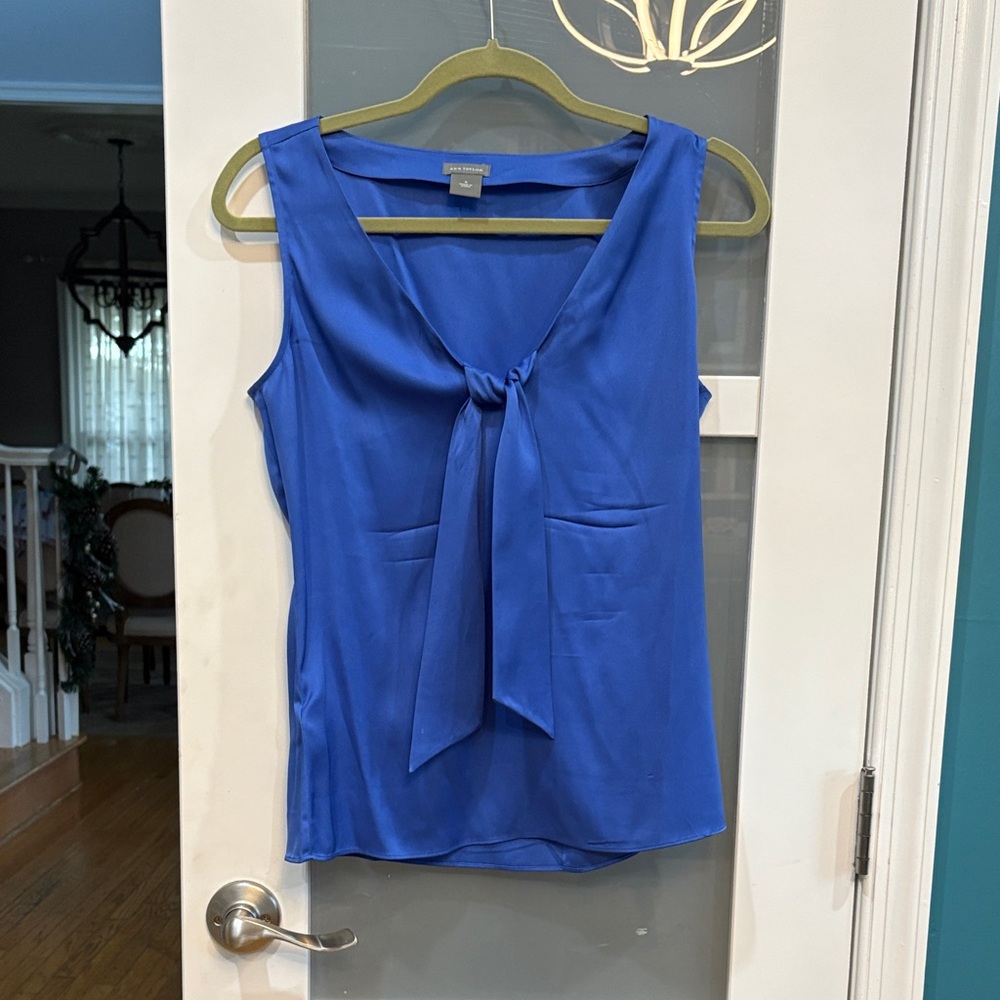 Ann Taylor Royal Blue Tie-Front Blouse